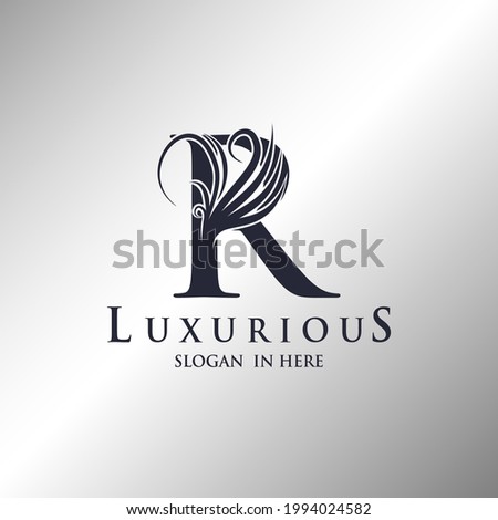 Letter R Monogram Luxury Ornate Decorative Elegance Logo Template.