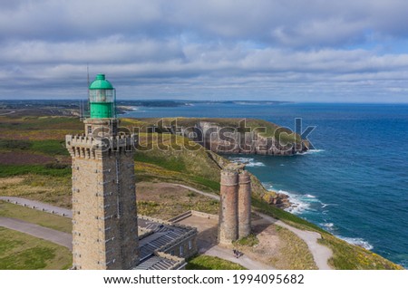 Aerial photo of the Cap Fréhel lighthouse in the Cotes-d 'Armor department in French Brittany