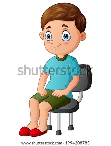 Cartoon a boy sitting on the chair