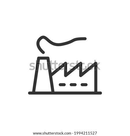Factory line icon, sign or symbol. Premium pictogram in trendy outline style. Factory pixel perfect vector icon isolated on a white background. 