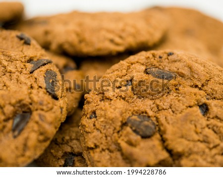 Close up shot of stack cookies background.