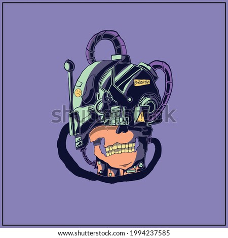 half-skull robot vector, suitable for clothing brands,banner, or posters