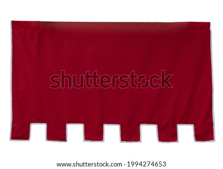 Isolated blank medieval hanging red banner