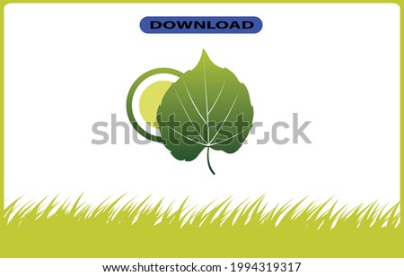 leaf tree vector with grass green frame and gradient smooth