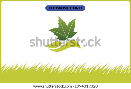 leaf tree vector with grass green frame and gradient smooth