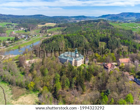 Lemberk Castle aerial view from above