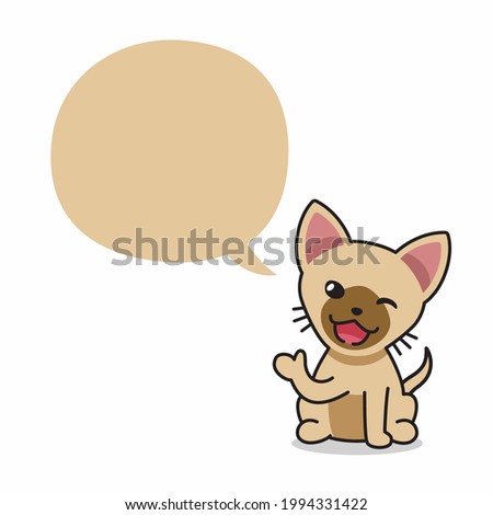Cartoon character brown cat with speech bubble for design.