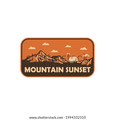 Vintage sunset in mountain badge emblem patch logo stiker outdoor illuatration Royalty-Free Stock Photo #1994332310
