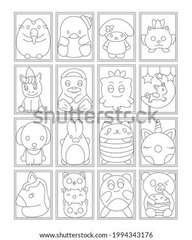 Pack of Squishy Colouring Page Vectors