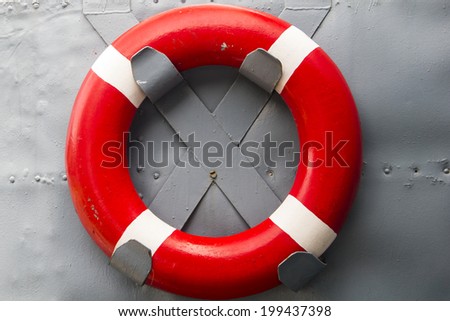 Red buoy on the boat