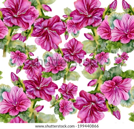Colorful floral seamless pattern on white background vector