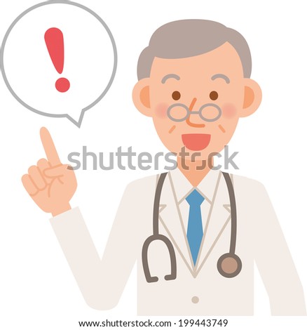 A vector illustration of senior doctor posing