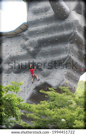 Fake rock climbing in the shape of a cow's head