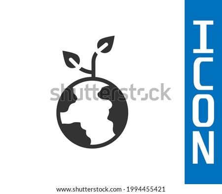 Grey Volunteer team planting trees icon isolated on white background. Represents ecological protection, protecting plants and trees.  Vector