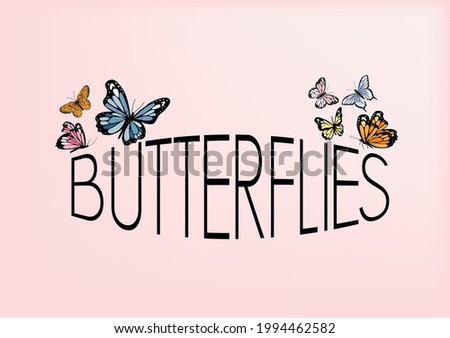 butterfly lettering hand drawn design