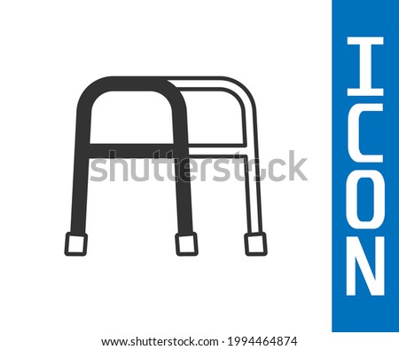 Grey Walker for disabled person icon isolated on white background.  Vector