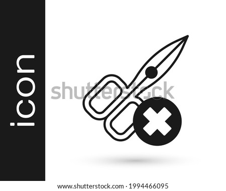 Black No scissors icon isolated on white background.  Vector