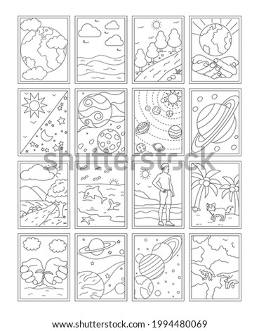 Creation Colouring Page Vectors Pack Royalty-Free Stock Photo #1994480069