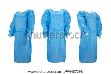 Medical gowns are hospital gowns worn by medical professionals as personal protective equipment (PPE) in order to provide a barrier between patient and professional. Royalty-Free Stock Photo #1994487398