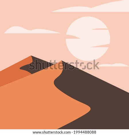 Flat design Desert Landscape vector illustration, isolated on background