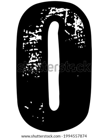 Capital letter O in black color in grunge style for comics, books, art elements