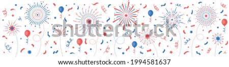 4th July Independence Day Fireworks Confetti background, banner, decorative vector illustration Royalty-Free Stock Photo #1994581637
