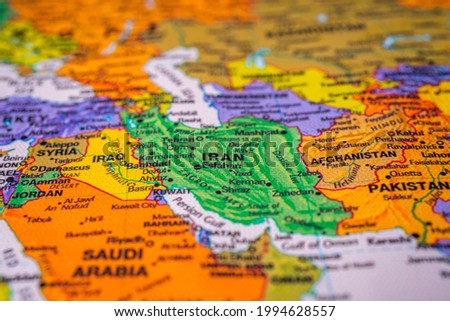 Iran on map travel background texture
