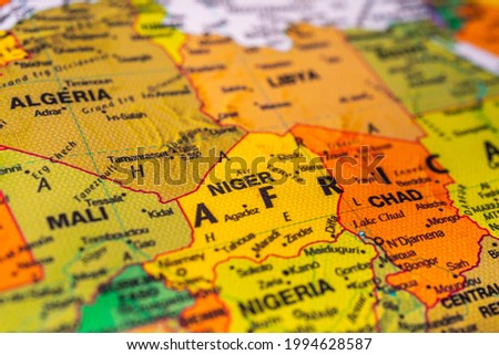 Niger on map travel background texture