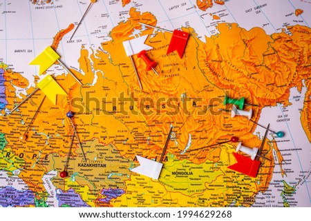 Russia on map travel background texture