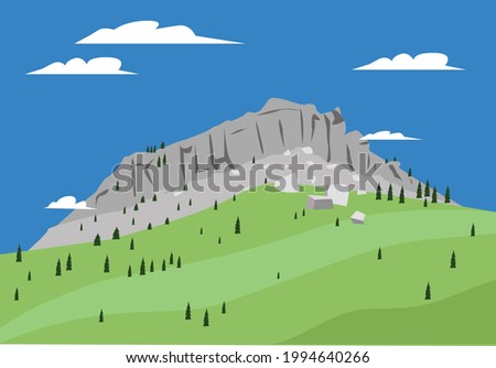 Steamboat Point of Bighorn Mountains Flat Illustration. Editable Clip Art.