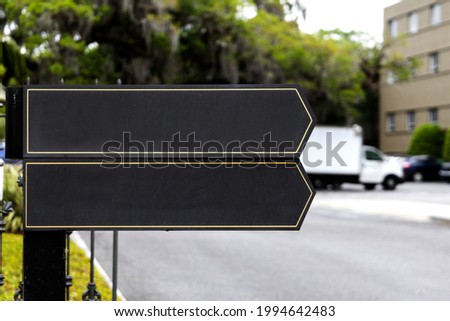 Blank empty black arrow double signs with copy space for text