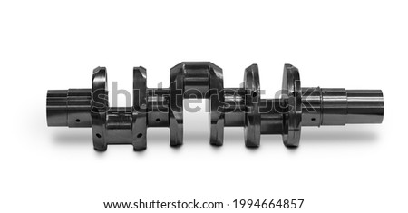 engine crankshaft car isolated on white background with shadows, clipping path  for isolation without shadows, production and service concept