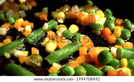 Finely chopped vegetable dressing close-up