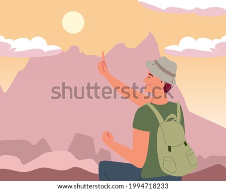 hiker with rucksack nature landscape