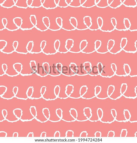 Fun doodle curved texture with springs, spirals. Vector illustration.
