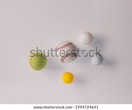 different balls for different sports such as baseball tennis ping pong frontenis and golf on white background with copy space concept sport ball