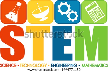 STEM logo with education and learning icon elements illustration