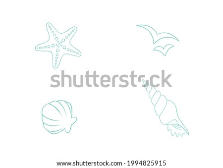 seashell pattern blue sea pencil drawing