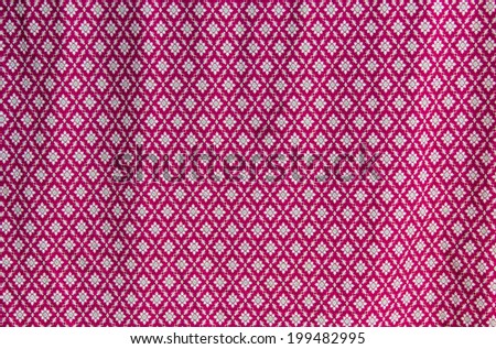 Pink cotton fabric woven canvas texture with gray pattern background. Soft focus white linen sack craft art design.