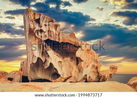 Iconic Remarkable Rocks on Kangaroo Island at sunset, South Australia