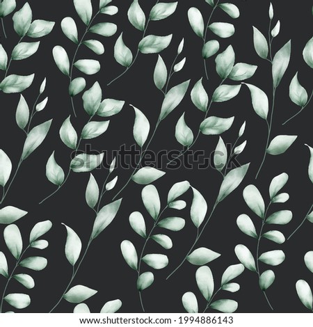 Elegant watercolor leaves seamless pattern design