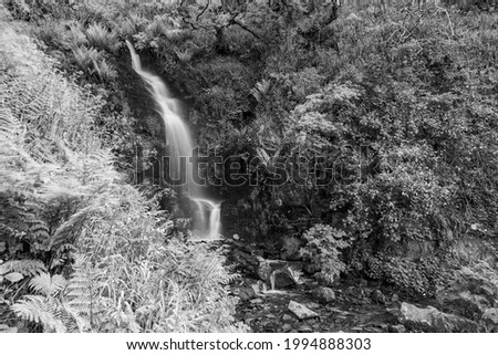 Long exposure of the Hollowbrook waterfall on the South West Coastpath from Woody Bay to Heddons Mouth in Devon
