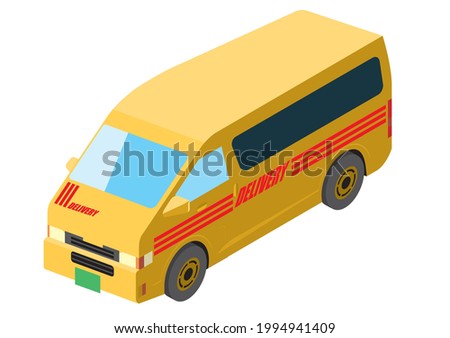 Working car, one-box car carrying luggage | 3D illustration of isometrics car