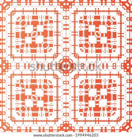 Antique mexican talavera ceramic. Minimal design. Vector seamless pattern frame. Red floral and abstract decor for scrapbooking, smartphone cases, T-shirts, bags or linens.