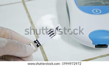 Hand scientis testing in glove laboratory concept.