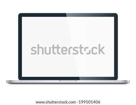 Open Laptop with blank screen isolated on white background. Vector EPS10 Royalty-Free Stock Photo #199501406