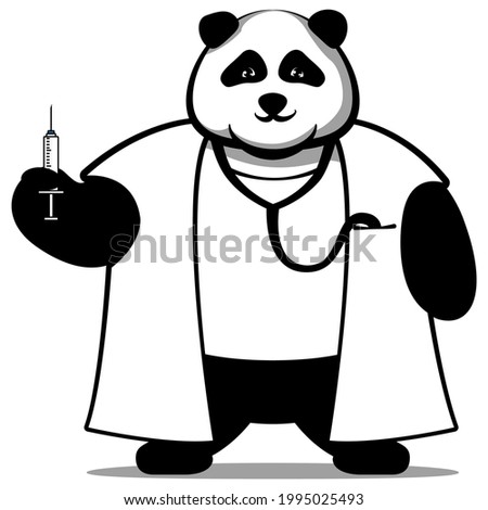 vector mascot character of panda playing doctor
