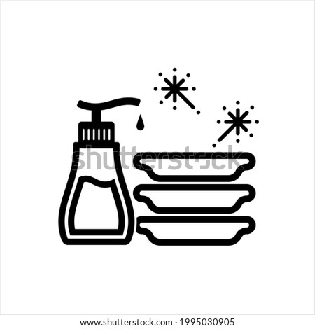 Dish Cleaning Icon, Dish Washing Vector Art Illustration