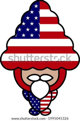 old man mascot cartoon character vector illustration with american independence day concept