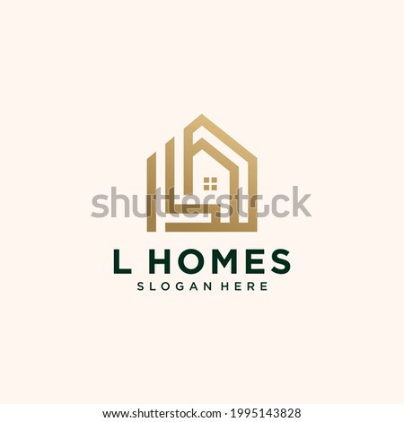Set of modern home architecture industrial building logo design templates with L initial letters, L letter house logo